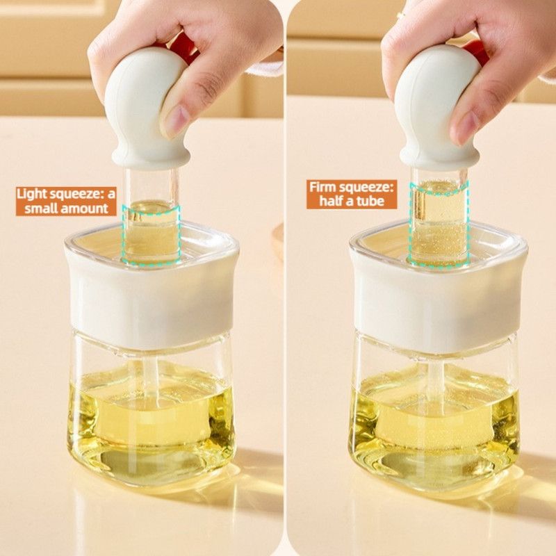 Integrated Oil Storage Silicone Oil Brush Bottle, Food-Grade Heat-Resistant Oil Dispensing Brush for Baking, BBQ—Yellow
