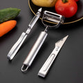 Stainless Steel Multi-function Peeler 3 Pcs Set, Fruit Vegetable Slicer Shaver & Tweezers Kitchen Tool Kit