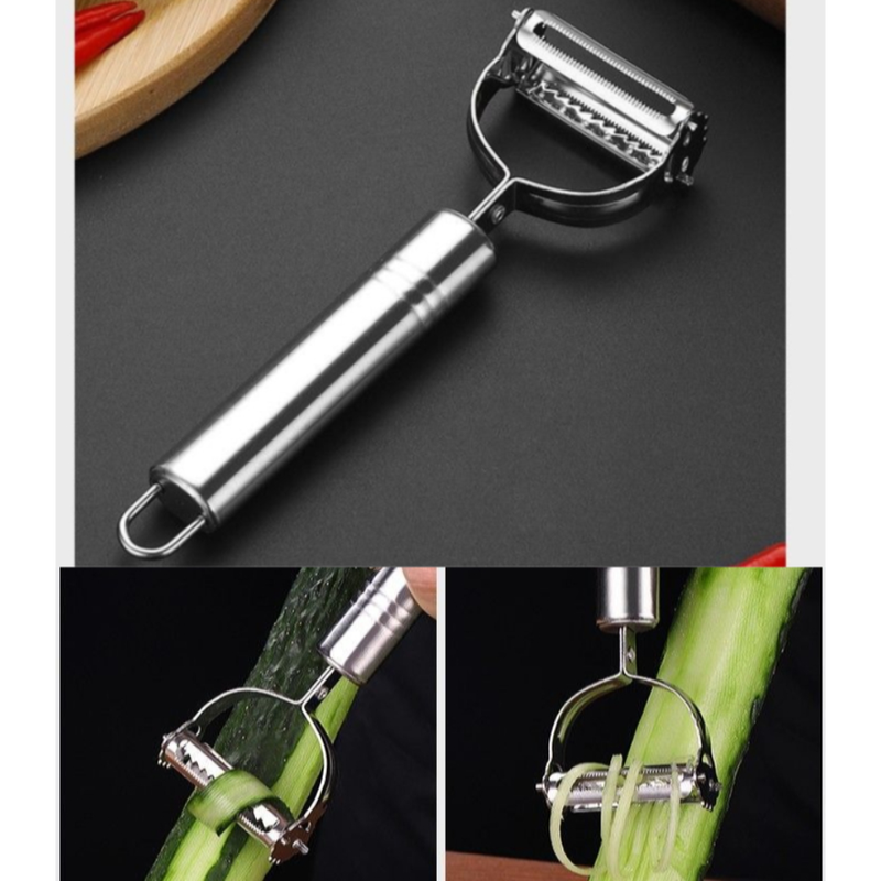 Stainless Steel Multi-function Peeler 3 Pcs Set, Fruit Vegetable Slicer Shaver & Tweezers Kitchen Tool Kit
