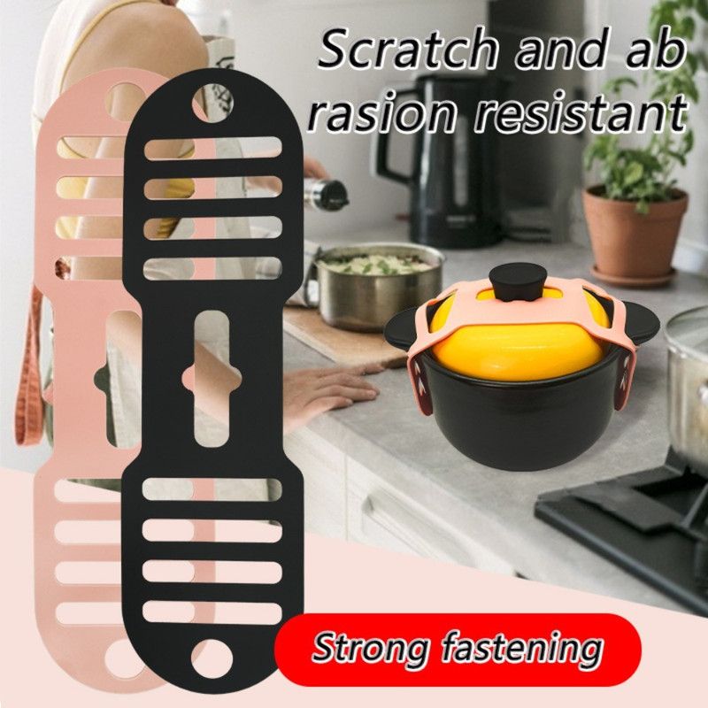 Silicone Pot Lid Fastening Strap, Portable Anti-Spill Lid Holder Strap for Casseroles and Stew Pots—Pink