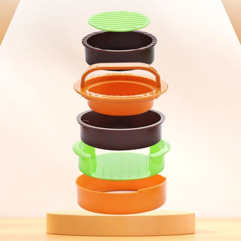 Detachable Hamburger Patty Press Mold, Homemade Beef Burger Maker DIY Kitchen Tool—Black