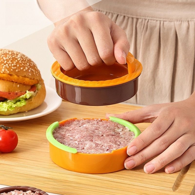 Detachable Hamburger Patty Press Mold, Homemade Beef Burger Maker DIY Kitchen Tool—White