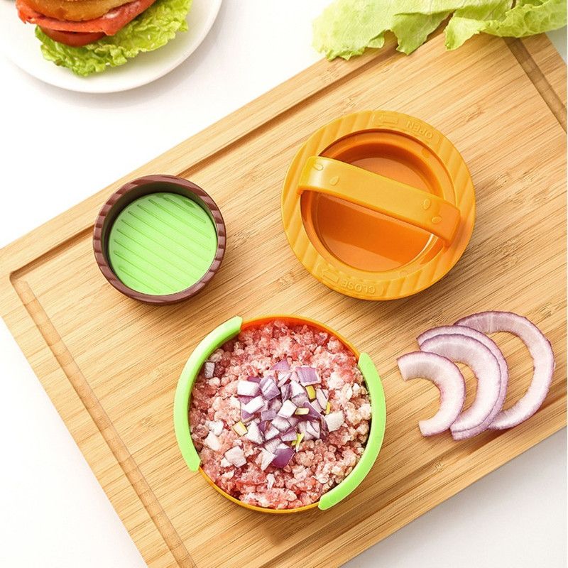 Detachable Hamburger Patty Press Mold, Homemade Beef Burger Maker DIY Kitchen Tool—White