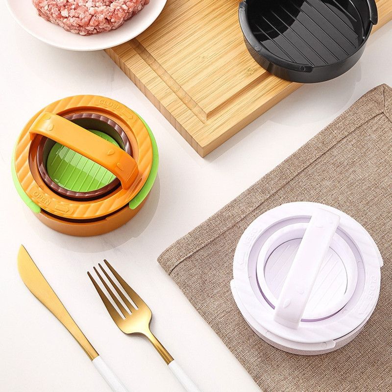 Detachable Hamburger Patty Press Mold, Homemade Beef Burger Maker DIY Kitchen Tool—Yellow