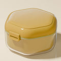 3-Layer Drainable Retainer Storage Case, Portable Invisible Braces & Denture Soaking Cleaning Box—Yellow