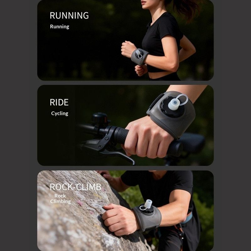 Silicone Wrist-Worn Sports Water Bottle, 200ml Portable Soft Water Cup for Cycling, Running, and Hiking—Pink