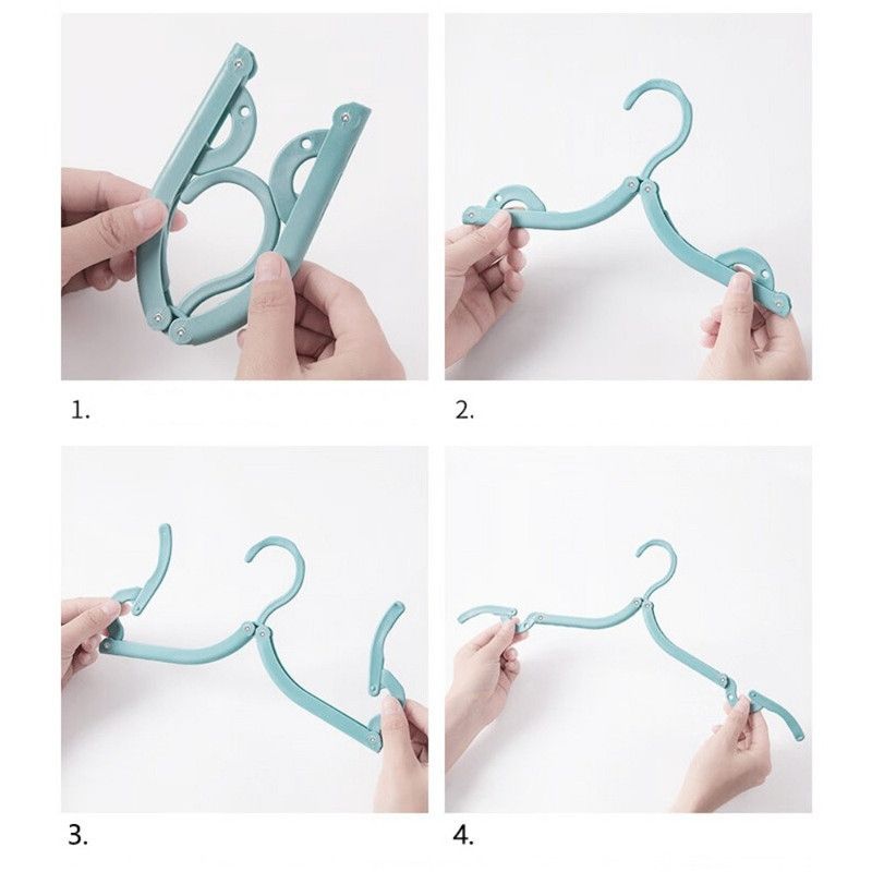 Portable Foldable Travel Clothes Hanger Set, Includes Clips, Clothes Rack with Storage Bag for Business Trips and Home Use - Gray