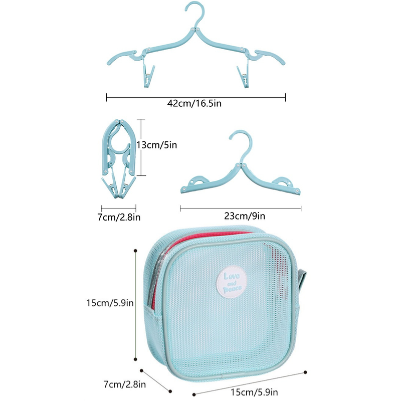 Portable Foldable Travel Clothes Hanger Set, Includes Clips, Clothes Rack with Storage Bag for Business Trips and Home Use - Pink