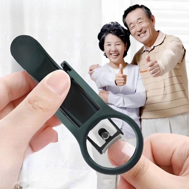 Magnifying Glass Nail Clippers for Seniors, Anti-Splash, Effortless Nail Cutter for Thick, Hard Nails—Black