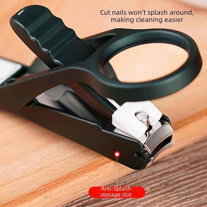 Magnifying Glass Nail Clippers for Seniors, Anti-Splash, Effortless Nail Cutter for Thick, Hard Nails—Green