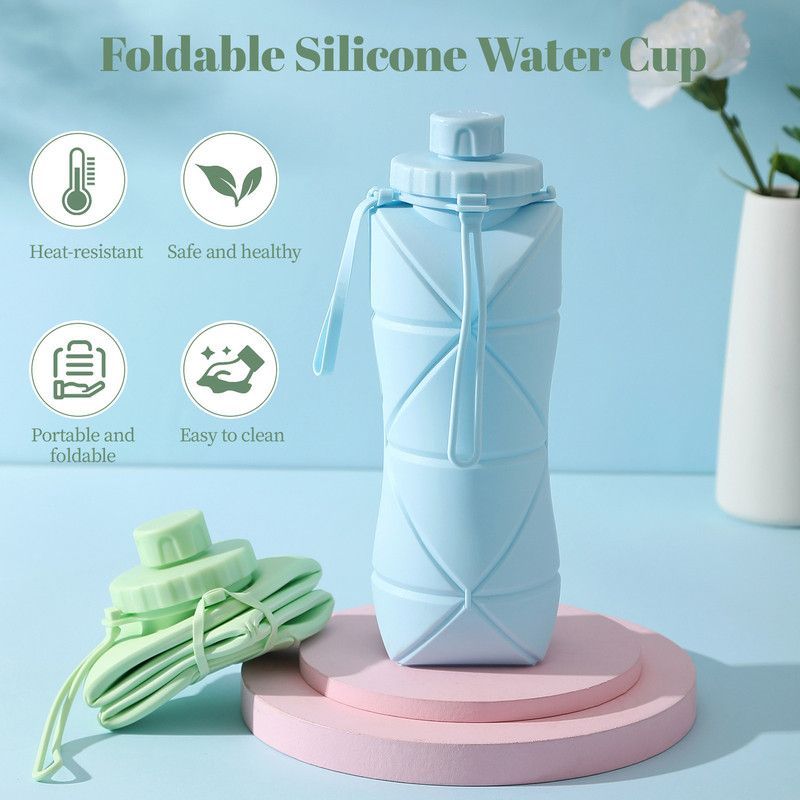 Collapsible Silicone Water Bottle 800ml Folding Travel Camping Cup Yellow
