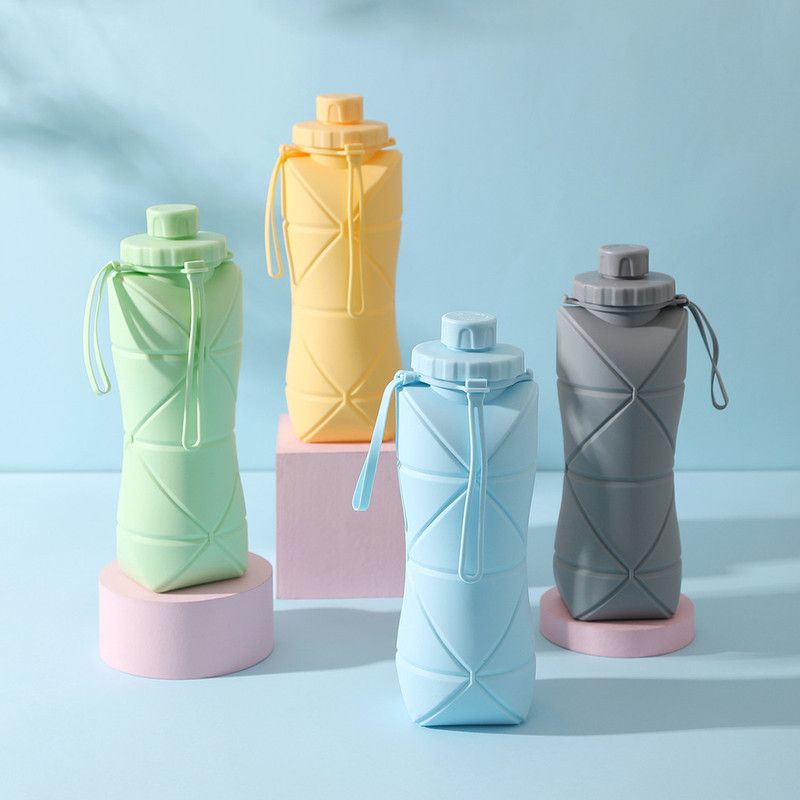 Collapsible Silicone Water Bottle 800ml Folding Travel Camping Hiking Cup Blue