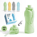 Collapsible Silicone Water Bottle 800ml Folding Travel Camping Hiking Cup Green