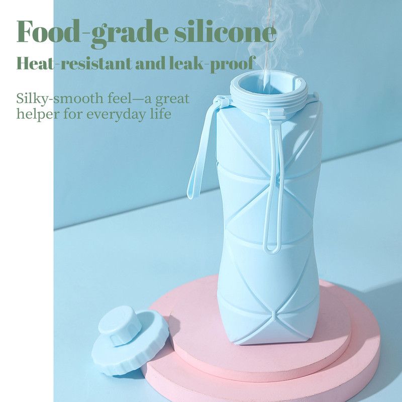 Collapsible Silicone Water Bottle 800ml Folding Travel Camping Hiking Cup Green