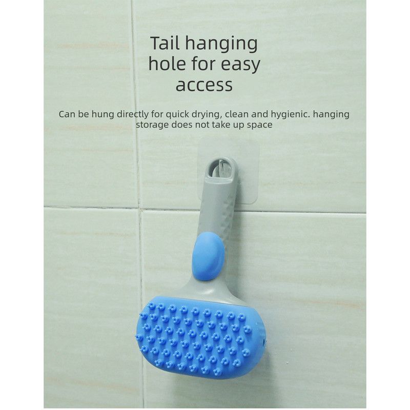 Pet Bath Brush Massage Shampoo Dispensing Grooming Brush for Dog Cat Hair Cleaning-blue