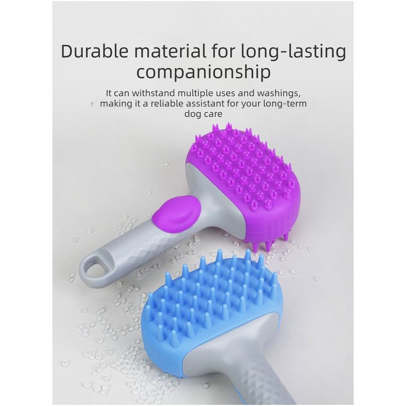 Pet Bath Brush Massage Shampoo Dispensing Grooming Brush for Dog Cat Hair Cleaning-blue