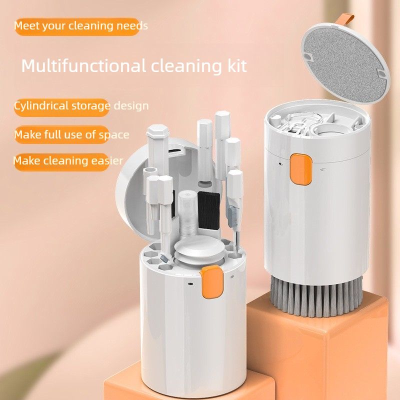 Multi-functional Electronics Cleaning Tool Kit, Portable Keyboard Cleaner Brush Set for Laptop Camera Earphone Screen-White