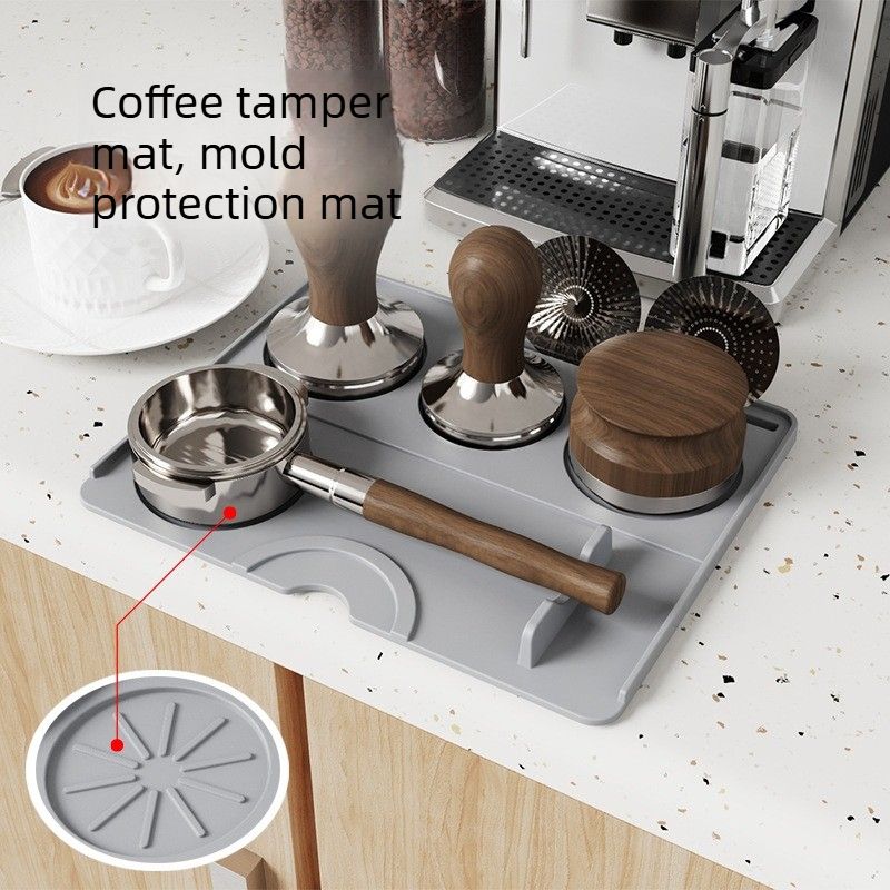 Multi Function Silicone Coffee Tamping Mat Non Slip Espresso Tamper Pad Coffee Machine Accessories-Black