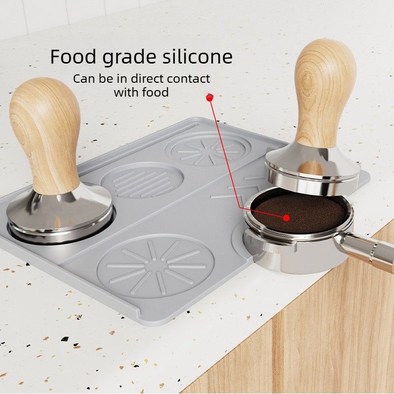 Multi Function Silicone Coffee Tamping Mat Non Slip Espresso Tamper Pad Coffee Machine Accessories-Gray