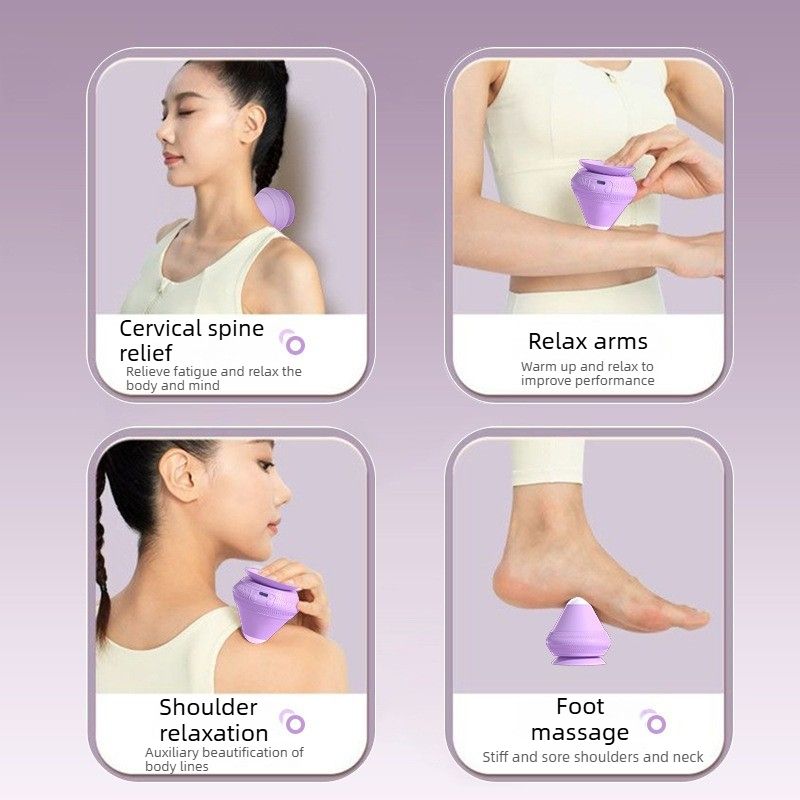 Electric Suction Cup Massage Ball Deep Tissue Vibrating Heat Therapy Purple