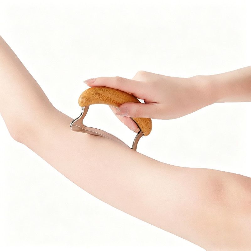 Fascia Release Tool Stainless Steel Muscle Scraper Bamboo Handle Deep Tissue