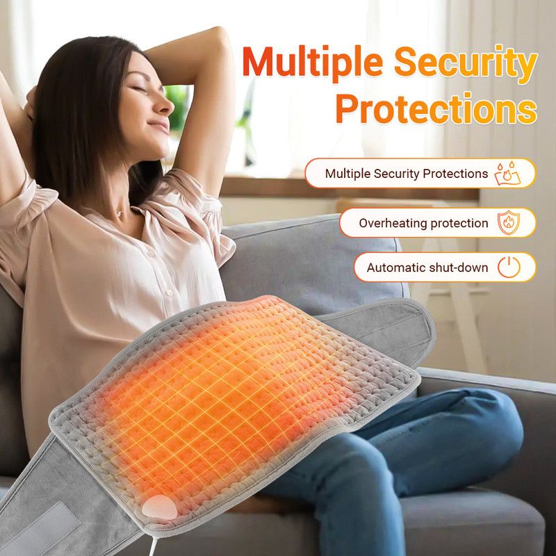 Electric Heating Waist Wrap Belt 9 Heat Levels 4 Timer Auto Off, Soft Plush Thermal Heating Pad for Back Abdomen Shoulder Relief
