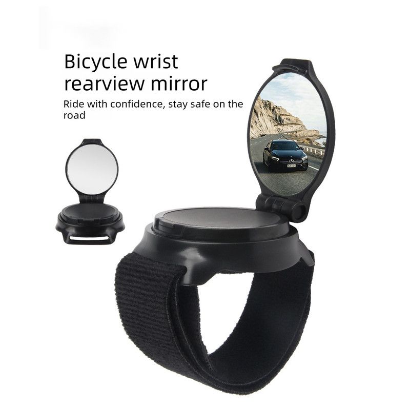 Wrist Strap Bike Rear View Mirror, 360 Adjustable Convex Cycling Safety Mirror for Road Mountain Biking