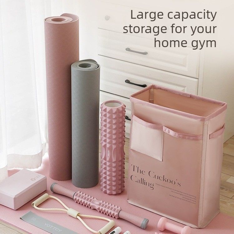 Yoga Mat Storage Basket – Fitness Equipment & Sports Gear Organizer – Cream Yellow