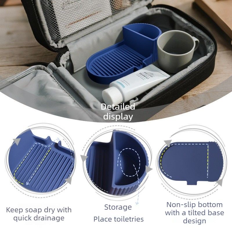 Silicone Soap Dish – Universal Non-Slip Soap Holder Tray for Handmade Soap – Black