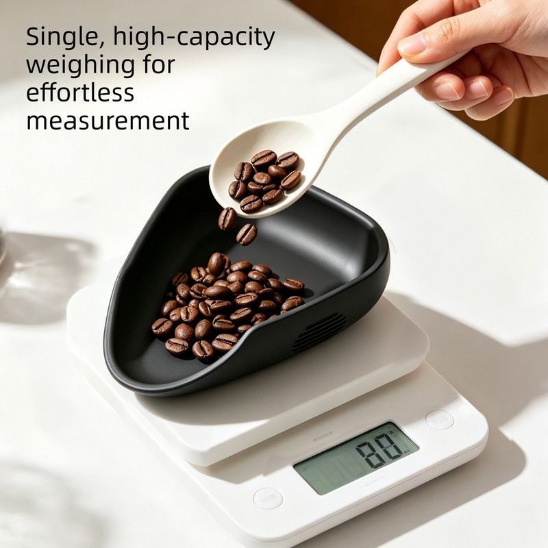 Silicone Coffee Bean Weighing Tray, Triangular Coffee Dosing Vessel, Reusable Silicone Scoop Tray for Coffee Bean Scale, Barista Coffee Accessory-Black