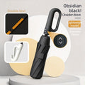 Automatic Open Close Folding Umbrella 105cm Large Canopy Windproof Double Ribs Travel Rain Umbrella-Black
