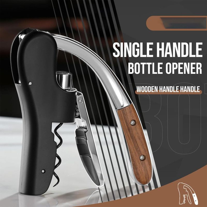 Lever Style Wine Bottle Opener, Heavy Duty Corkscrew with Built-in Foil Cutter for Home Bar Party