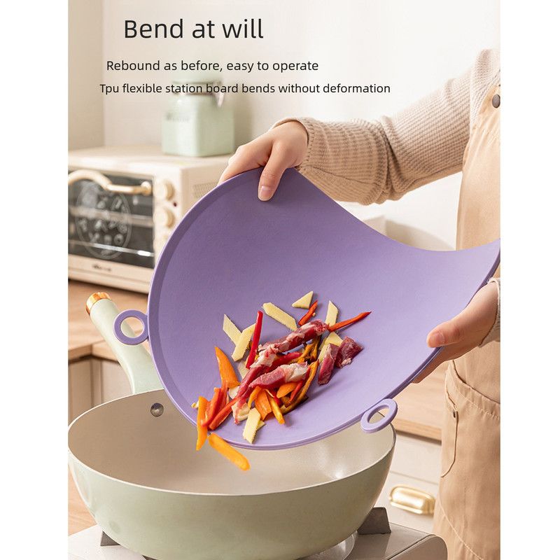 D Shape Double Sided Antibacterial Cutting Board Non Slip Kitchen Chopping Board with Draining Back-pink