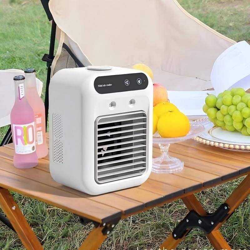 Portable Desk Air Cooler Fan, 2-Speed Mist Humidifier, 500ml Water Tank, USB Rechargeable, Quiet Personal Evaporative Cooler for Home Office Bedroom