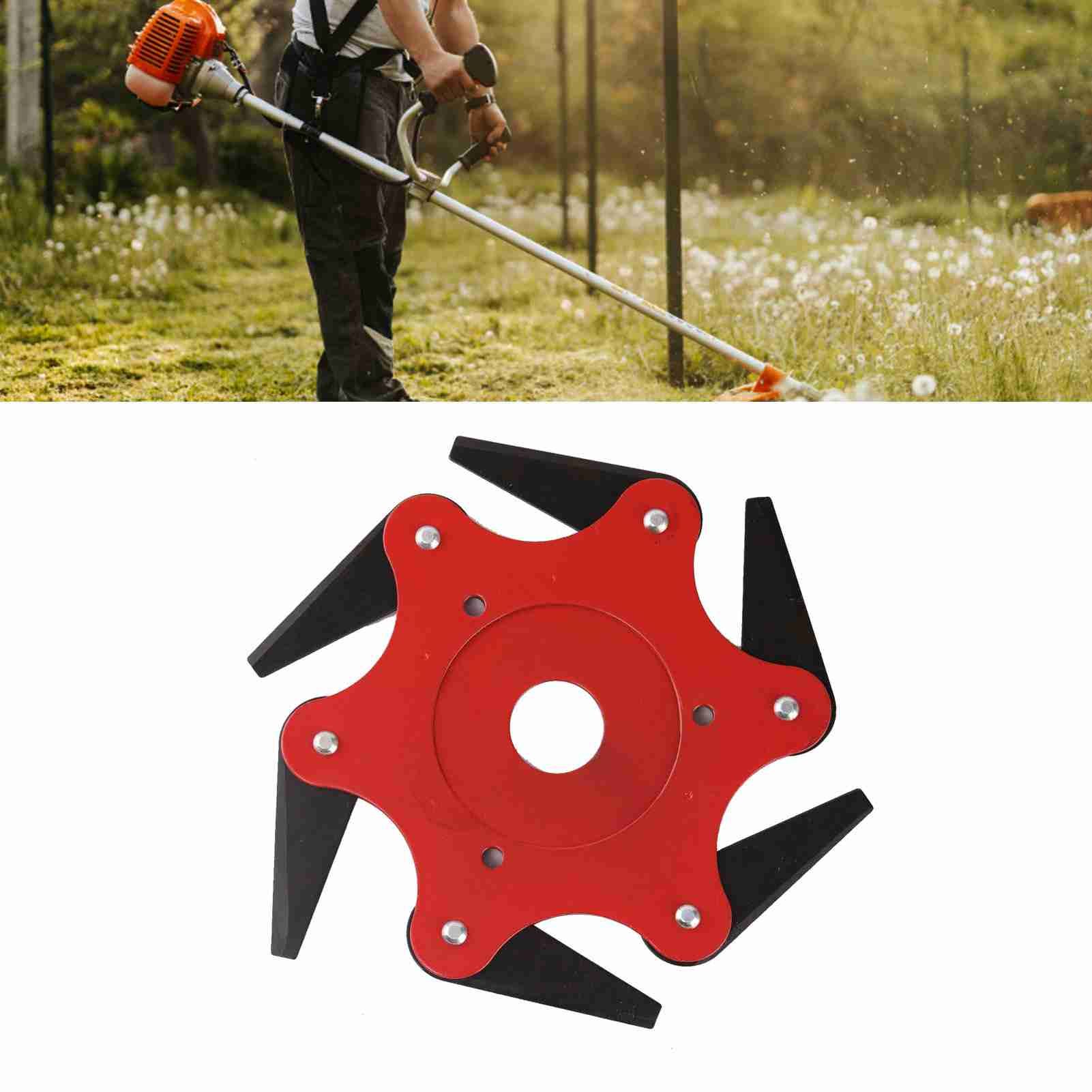 6 Blade Brush Cutter Head 2.5cm Inner Diameter Nylon and Manganese Steel Trimmer Head for Garden Tool Red