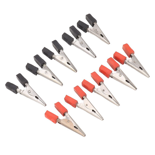 20 Pcs Crocodile Clip Red and Black 1cm Opening Electrical Test Clamp Stainless Steel Battery Cable Clips