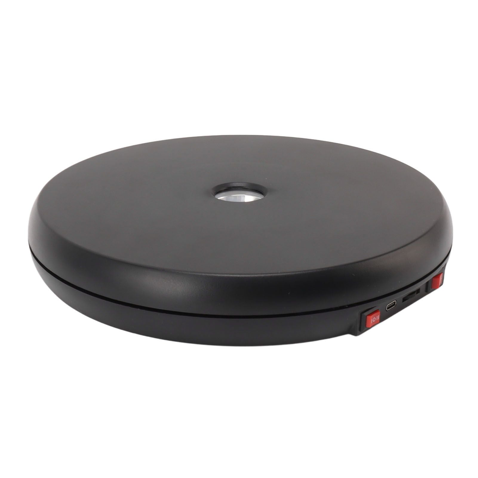 Electric Rotating Display Table LED Light 25cm Noiseless 20kg Load Capacity Turntable Display Stand for Jewelry Black