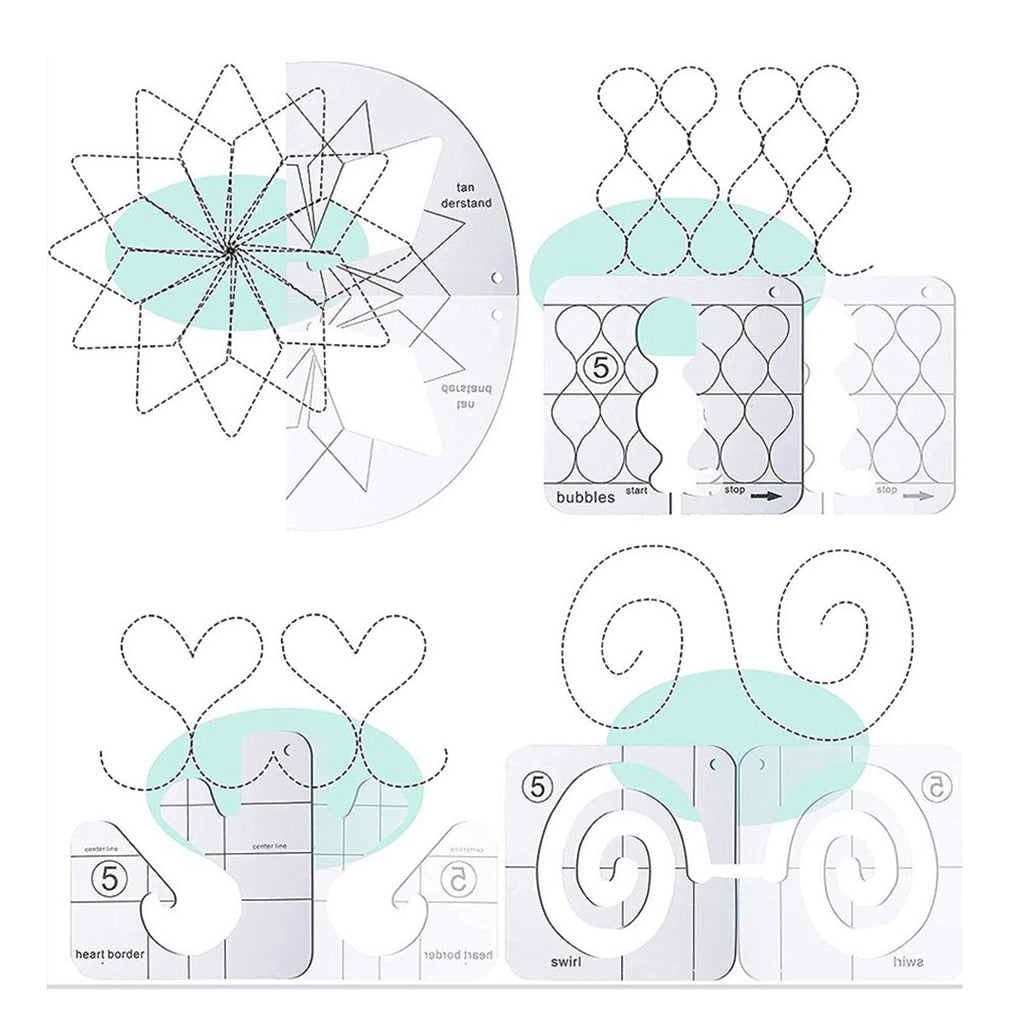 11 Pcs DIY Quilting Template Set Domestic Sewing Acrylic Templates Ruler Series 5 for DIY Machine Quilting Ruler