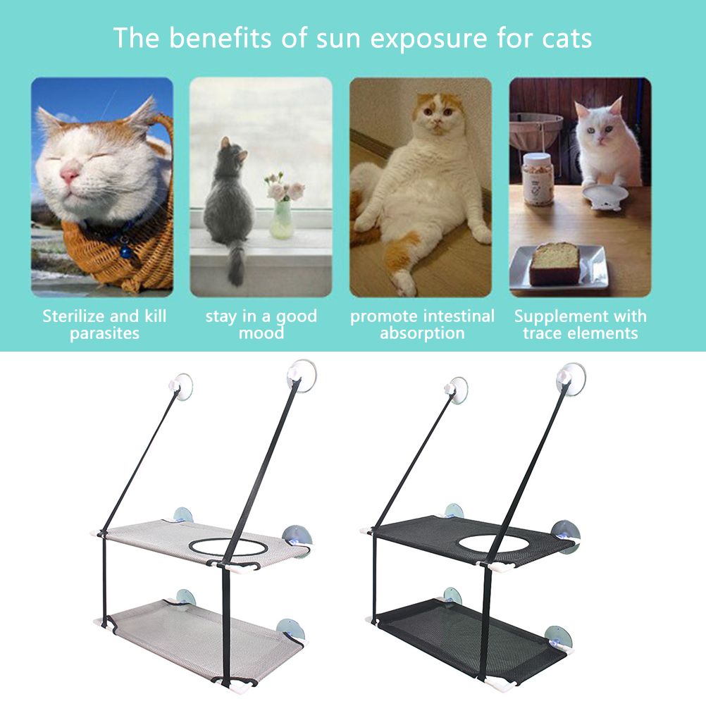 Double Layer Cat Window Hammock Cat Window Perch Strong Suction Cups Cat Hammock for Window Kitty Sunny Seat