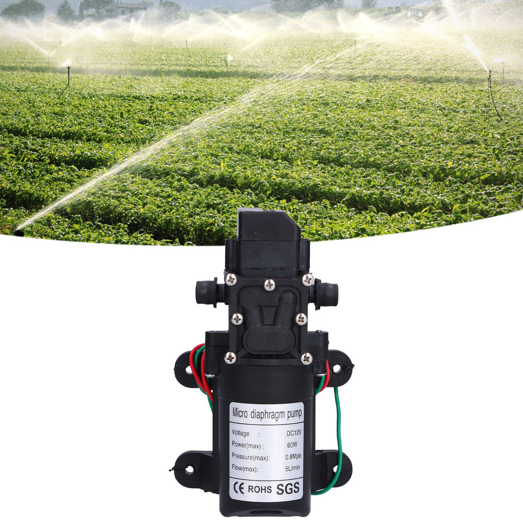 12V Water Pressure Diaphragm Pump 60W Self Priming Booster Sprayer Pump for Garden Irrigation Swimming Pools