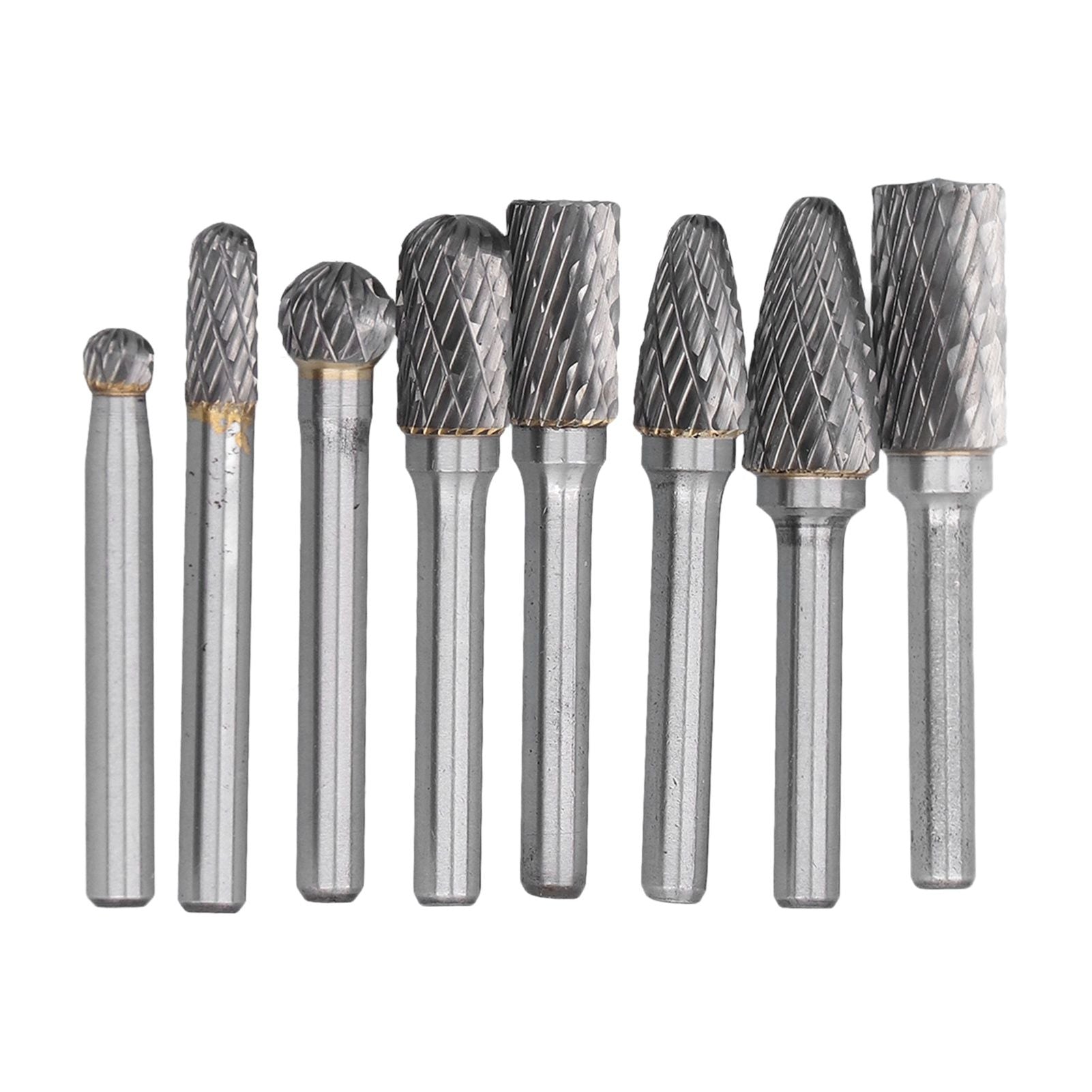 8pcs Tungsten Carbide Burr Bits Dia 6mm Rotary File Set for Wood Carving Metal Working