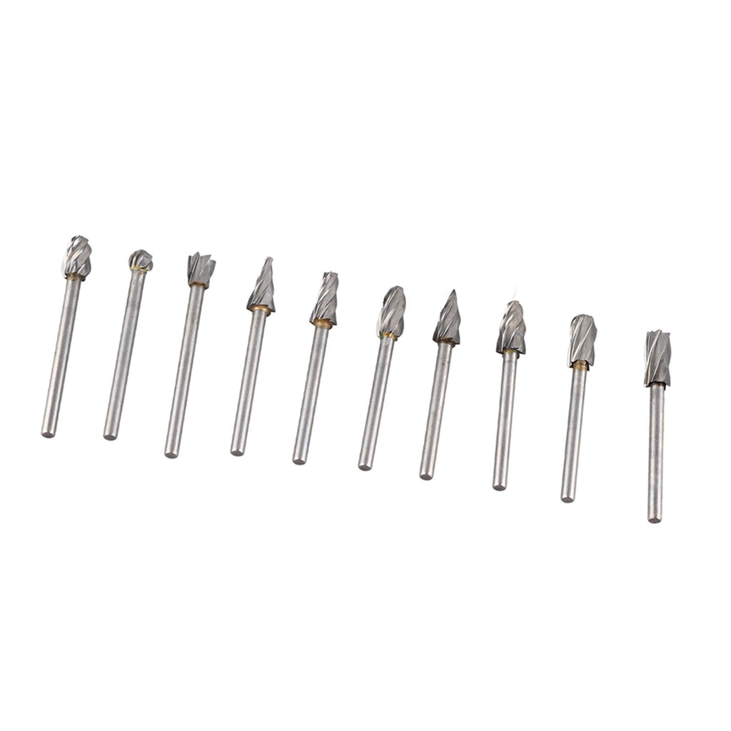 10Pcs Carbide Burr Set Alloy Tungsten Steel High Hardness Wide Application for Dremel Wood Carving Bits for Woodworking