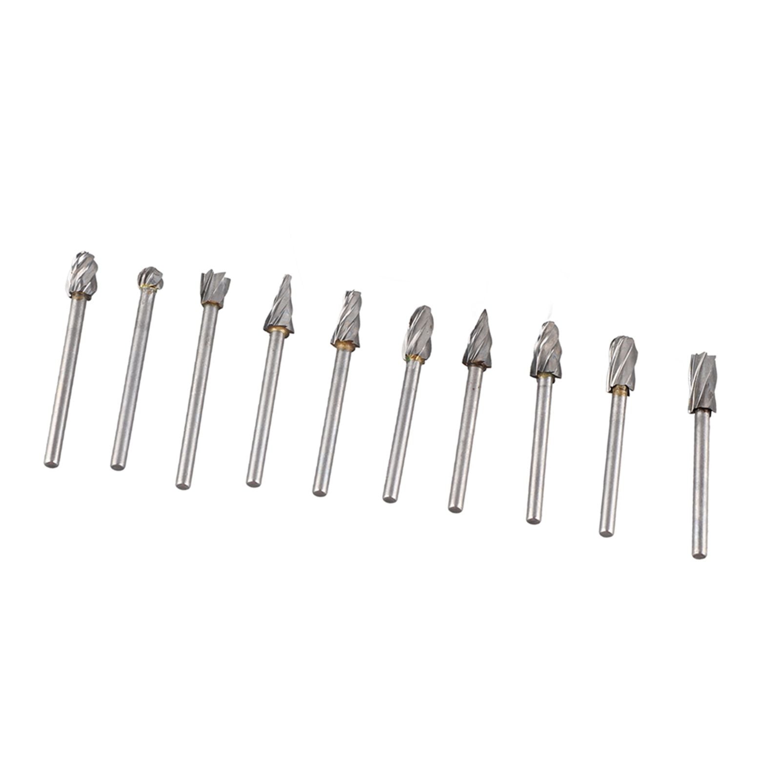 10Pcs Carbide Burr Set Alloy Tungsten Steel High Hardness Wide Application for Dremel Wood Carving Bits for Woodworking
