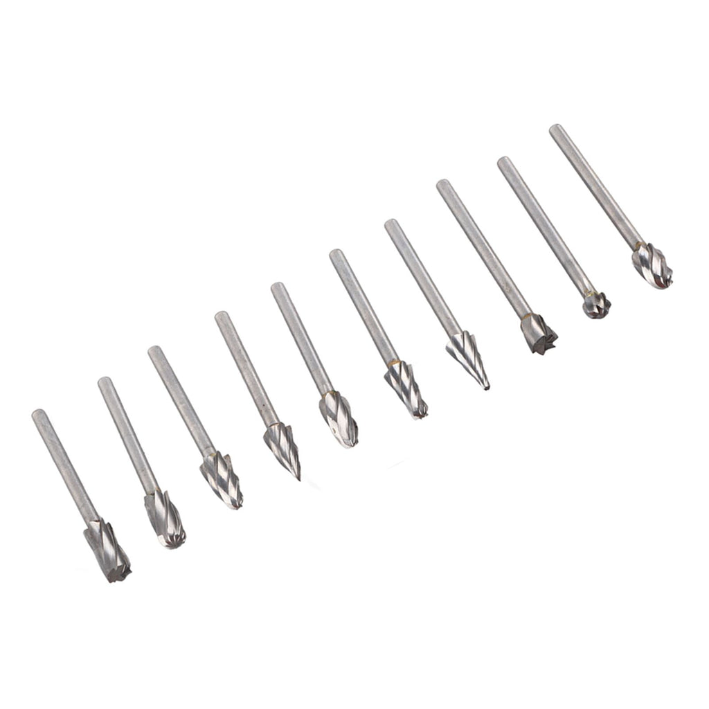 10Pcs Carbide Burr Set Alloy Tungsten Steel High Hardness Wide Application for Dremel Wood Carving Bits for Woodworking