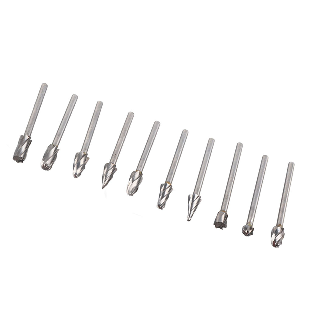 10Pcs Carbide Burr Set Alloy Tungsten Steel High Hardness Wide Application for Dremel Wood Carving Bits for Woodworking