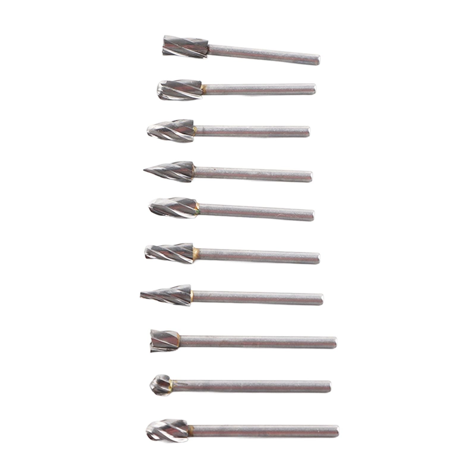 10Pcs Carbide Burr Set Alloy Tungsten Steel High Hardness Wide Application for Dremel Wood Carving Bits for Woodworking