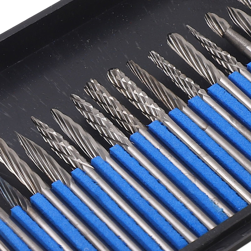 20pcs Rotary Burr Set 3mm Shank Tungsten Steel for Woodworking Carving Polishing Grinding