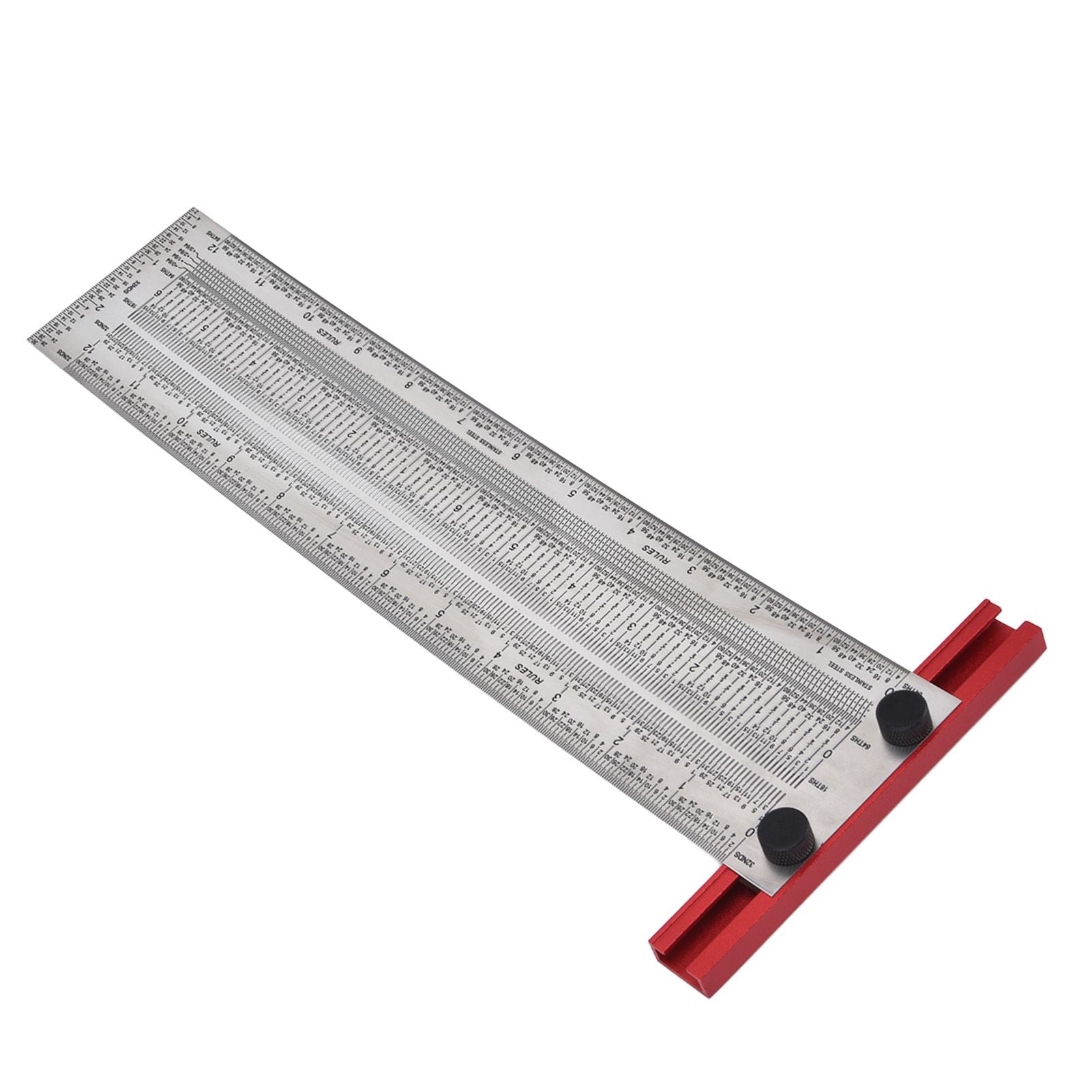 T Rule Stainless Steel Silver Scribing Ruler Woodworking Measuring Tool Positioning Gauge 12in
