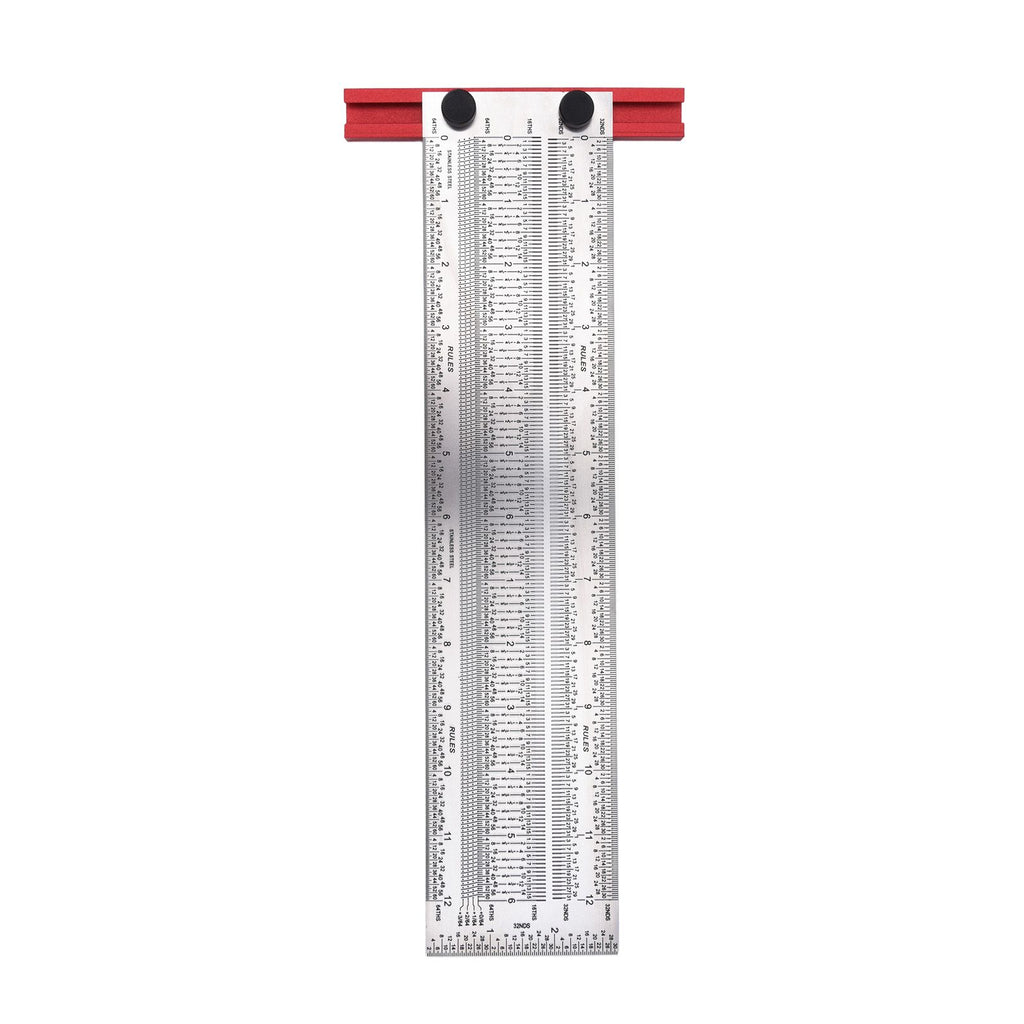 T Rule Stainless Steel Silver Scribing Ruler Woodworking Measuring Tool Positioning Gauge 12in