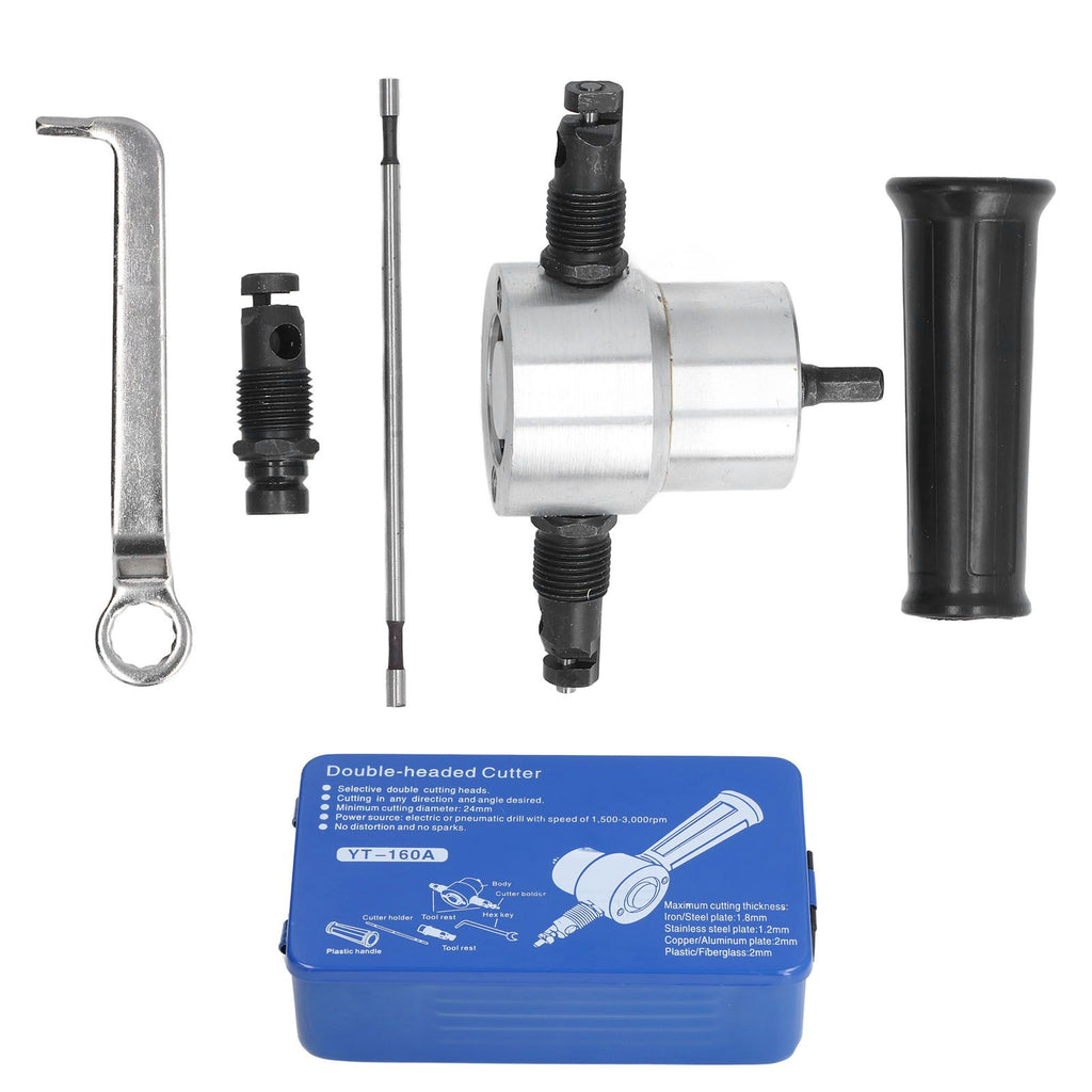 Double Head Sheet Metal Nibbler Cutter Adjustment High Hardness Multifunctional Drill Attachment Metal Nibbler Tool Kit
